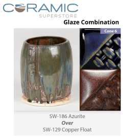 Azurite SW-186 over Copper Float SW-129 Stoneware Combination Azurite SW-186 over Copper Float SW-129 Stoneware Combination